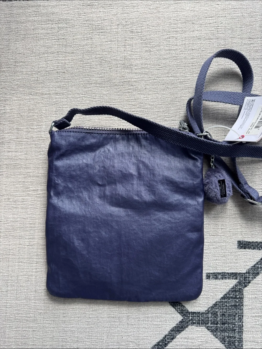 Kipling Rachael Crossbody Bag NWT Enchanted Purple Metallic Nylon Monkey Charm